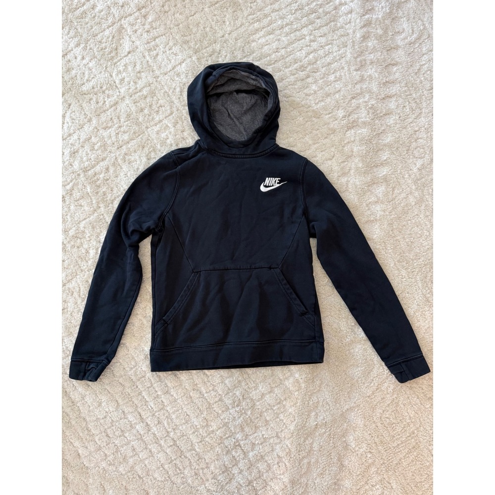 Nike Sportswear Boys Black Pullover Hoodie Embroidered Logo Size Large L